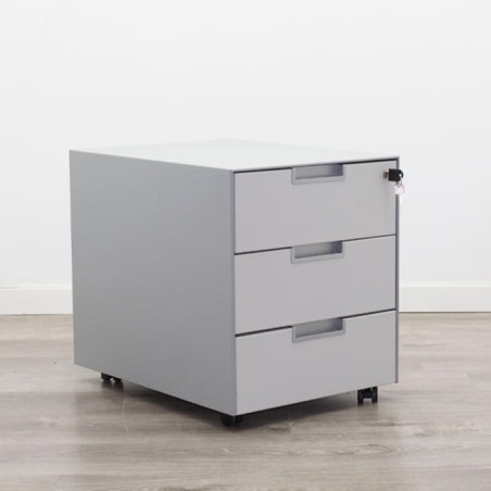 Cajonera metálica gris 3 cajones con llave