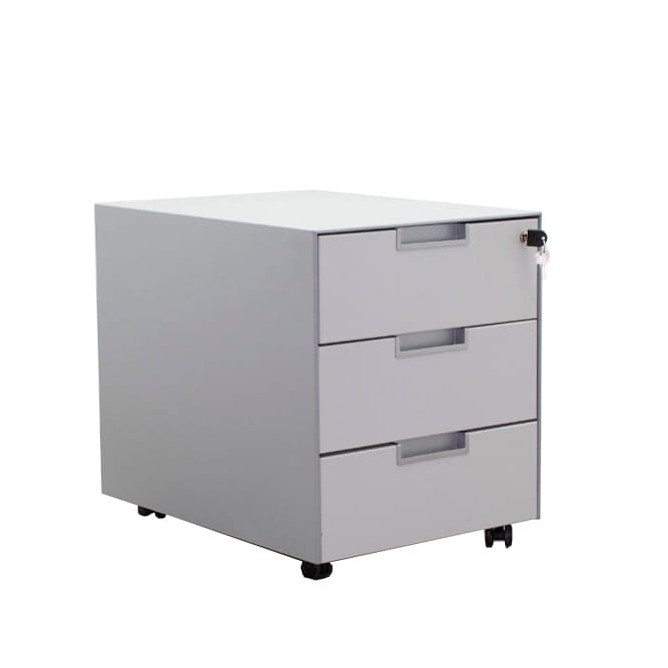 Cajonera metálica gris 3 cajones con llave