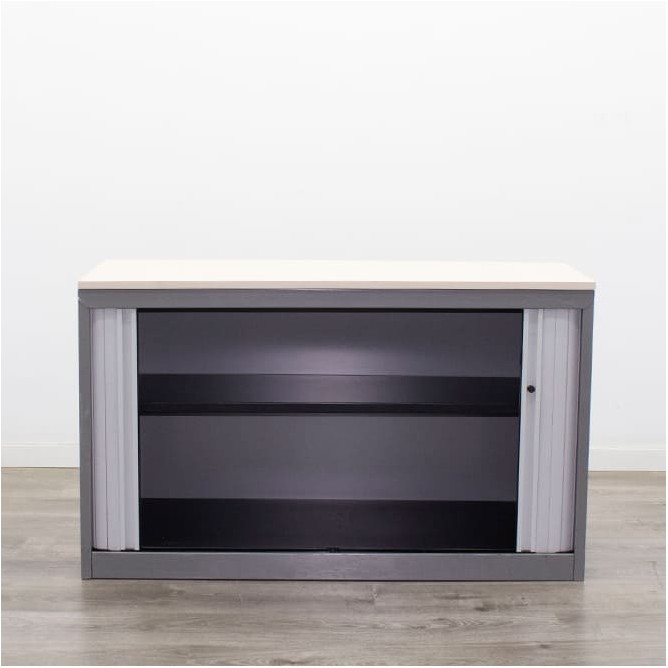 Armario metálico bajo gris y arce puertas persiana de 120cm