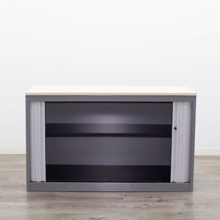 Armario metálico bajo gris y arce puertas persiana de 120cm