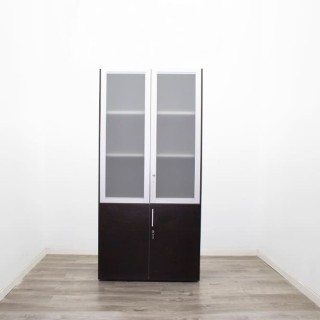 Armario alto puertas bajas wengué y altas en cristal 92,5cm 2