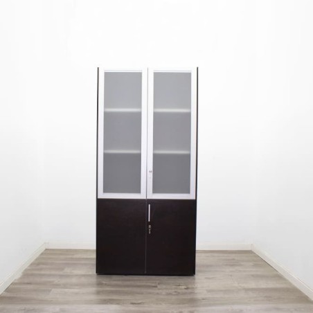 Armario alto puertas bajas wengué y altas en cristal 92,5cm