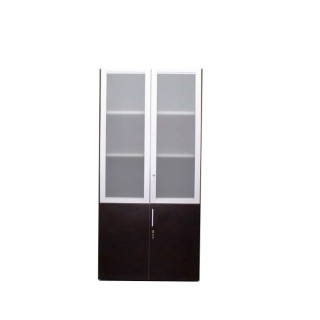 Armario alto puertas bajas wengué y altas en cristal 92,5cm