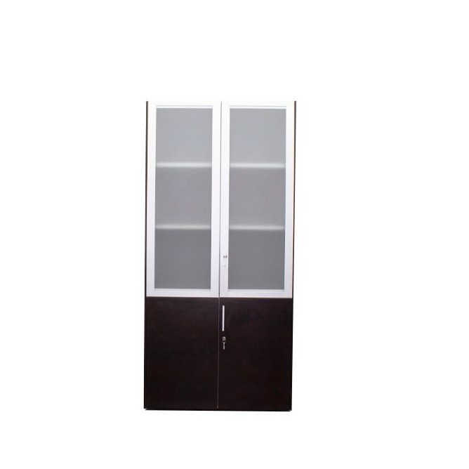 Armario alto puertas bajas wengué y altas en cristal 92,5cm