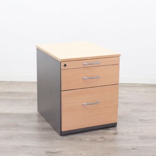 Cajonera de cajón, archivo y plumier en gris y haya 2