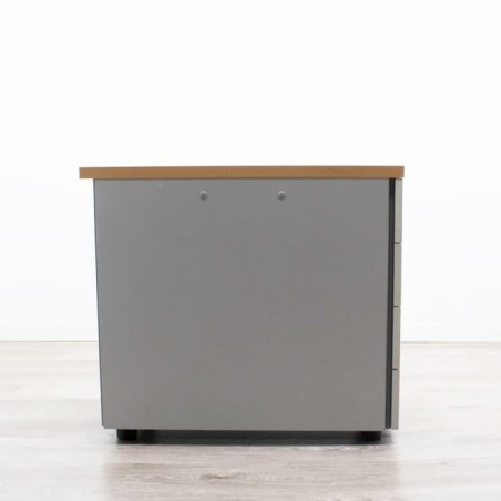 Cajonera pedestal en melamina gris con cantos y tapa en peral