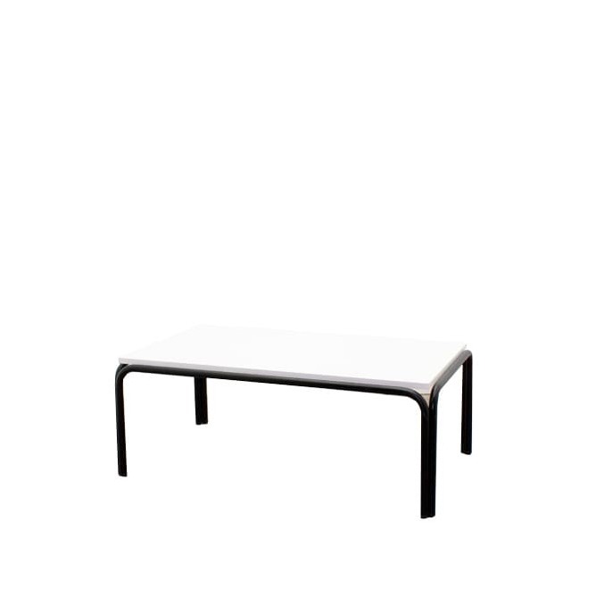 Mesa auxiliar negra con tapa melamina blanca
