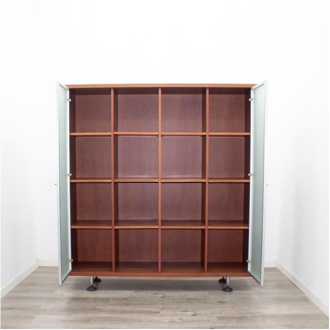 Librería 4 cuerpos con 2 puertas de cristal de 158cm