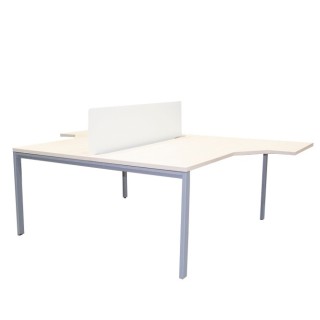 Mesa multipuestos de 2 puestos con separador y ala
