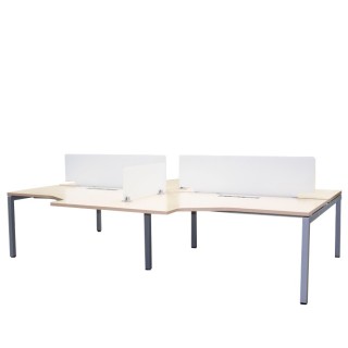 Mesa multipuestos de 4 puestos con separador y ala - Mercaoficina