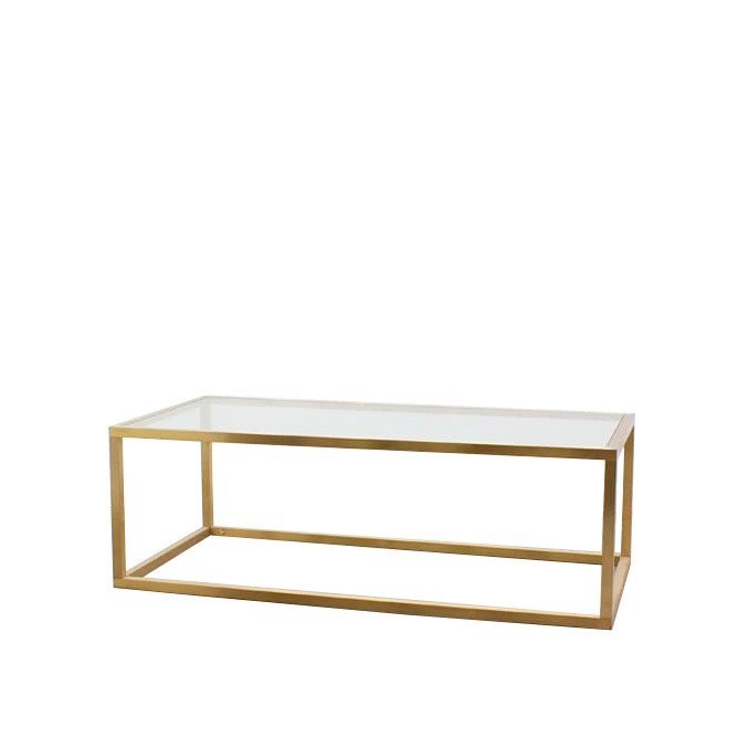 Mesa baja centro dorada y de cristal de 120cm