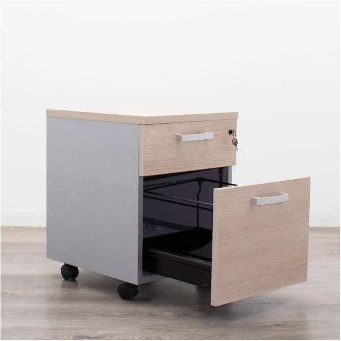 Cajonera cajón y archivo en gris y roble