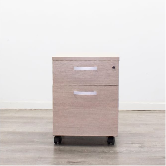 Cajonera cajón y archivo en gris y roble - Mercaoficina