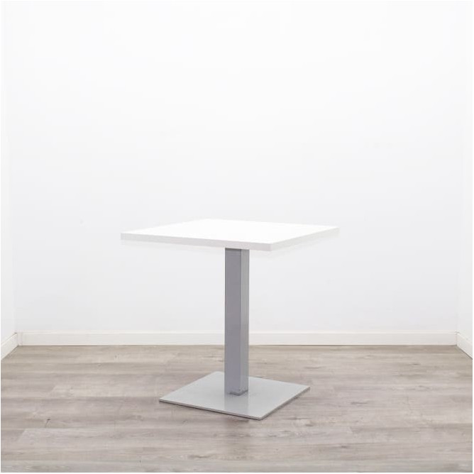Mesa cafetería baja tapa cuadrada en blanco de 70cm