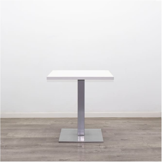 Mesa cafetería baja tapa cuadrada en blanco de 70cm