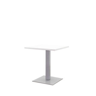 Mesa cafetería baja tapa cuadrada en blanco de 70cm