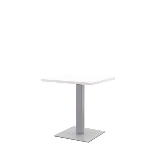 Mesa cafetería baja tapa cuadrada en blanco de 70cm