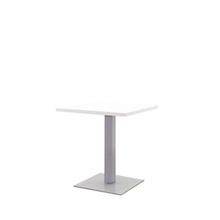 Mesa cafetería baja tapa cuadrada en blanco de 70cm