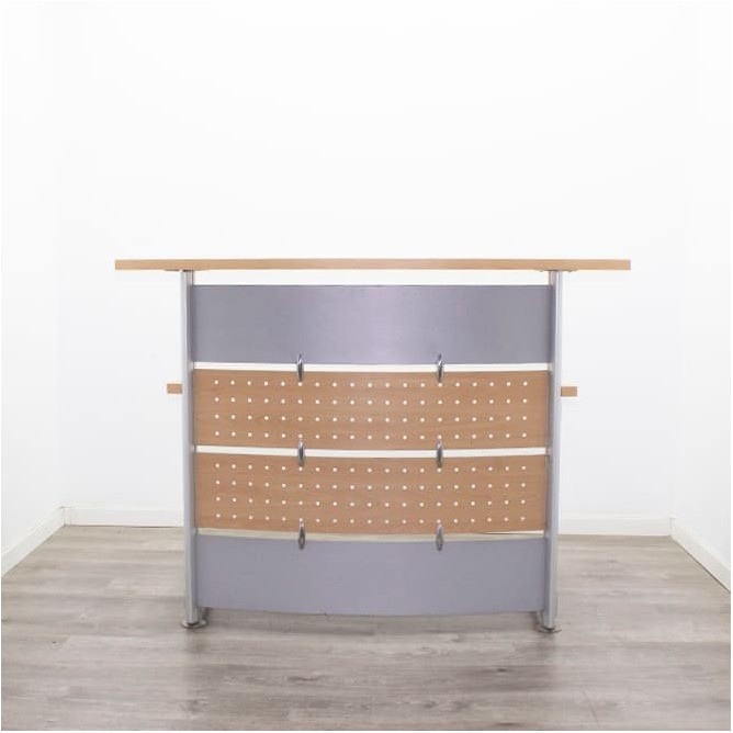 Mostrador para recepción en haya con mesa y altillo de 145cm