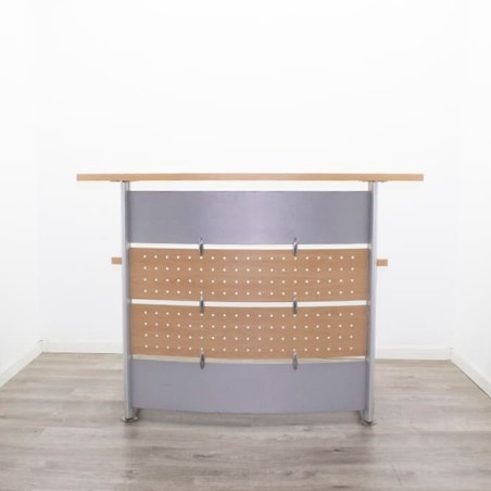 Mostrador para recepción en haya con mesa y altillo de 145cm