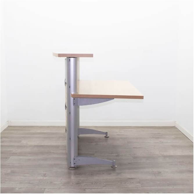 Mostrador para recepción en haya con mesa y altillo de 145cm