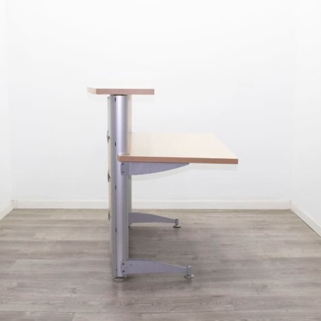 Mostrador para recepción en haya con mesa y altillo de 145cm