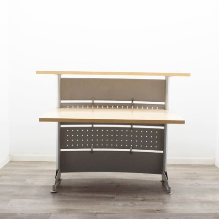 Mostrador para recepción en haya con mesa y altillo de 145cm