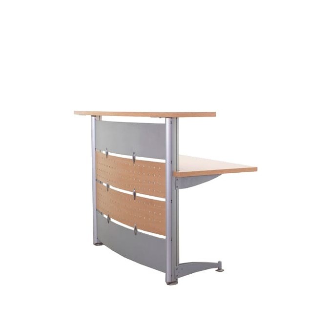 Mostrador para recepción en haya con mesa y altillo de 145cm