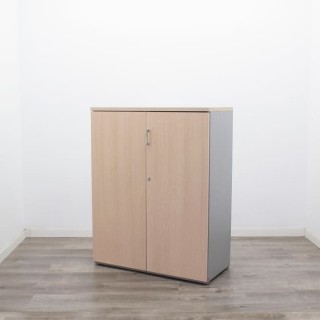 Armario medio todo puerta en gris aluminizado y roble de 90cm 2