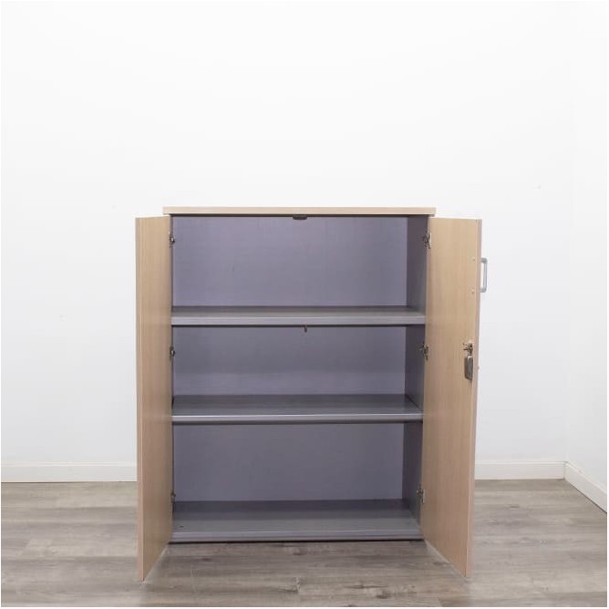 Armario medio todo puerta en gris aluminizado y roble de 90cm