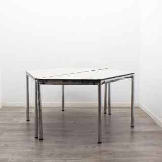Mesa de juntas hexagonal gris de 154cm 2
