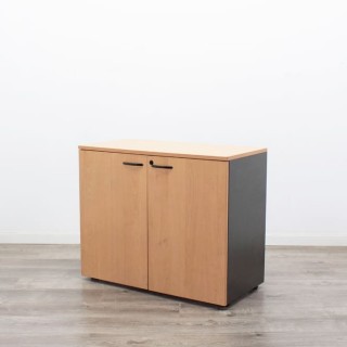 Armario bajo todo puertas en haya y gris antracita con llave de 90cm 2