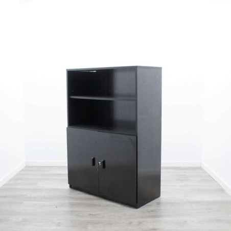 Armario medio negro con puertas bajas 92cm