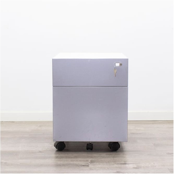 Cajonera metálica gris y blanco de cajón archivo con llave