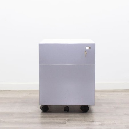 Cajonera metálica gris y blanco de cajón archivo con llave