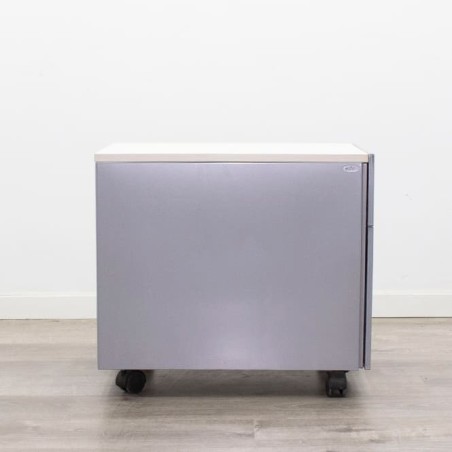 Cajonera metálica gris y blanco de cajón archivo con llave