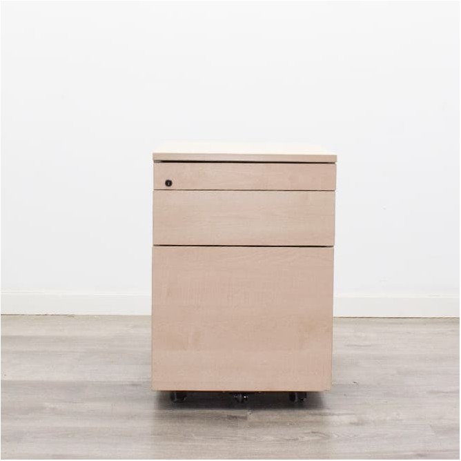 Cajonera cajón y archivo con plumier en maple y gris