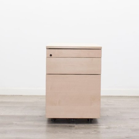 Cajonera cajón y archivo con plumier en maple y gris