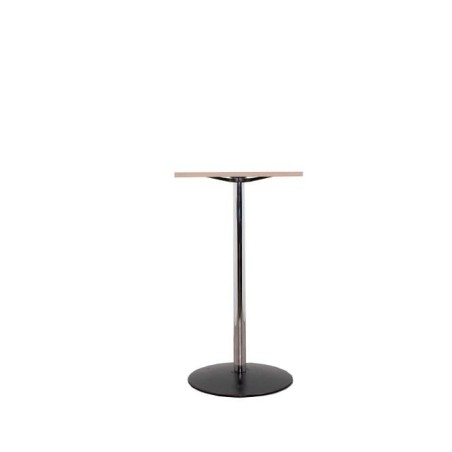 Mesa cafetería alta con tapa maple y base cromada de 60cm
