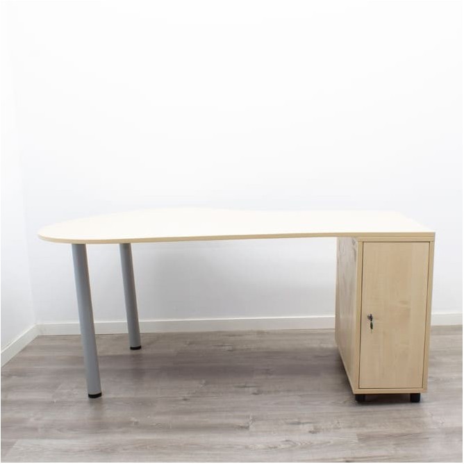 Mesa operativa ovalada con cajonera en maple de 170cm