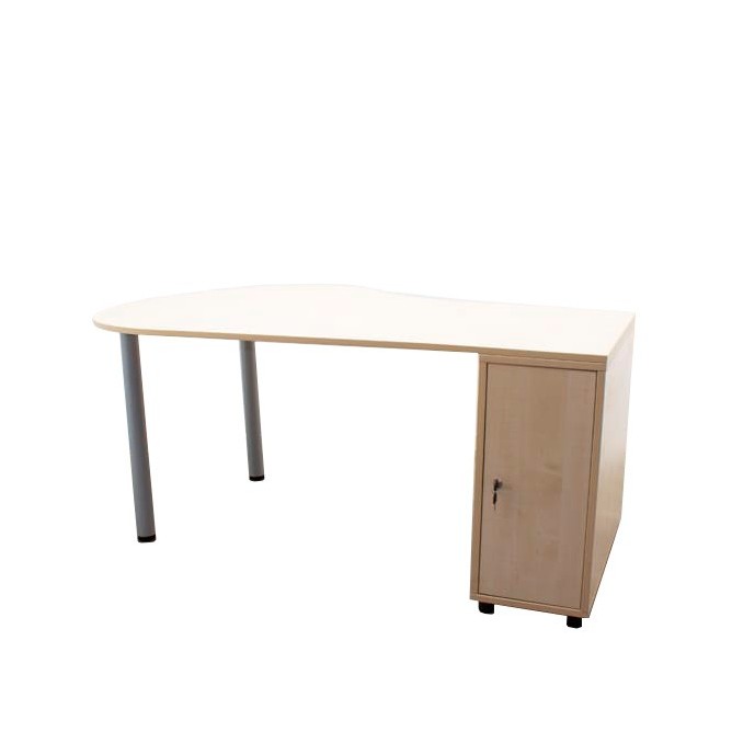 Mesa operativa ovalada con cajonera en maple de 170cm