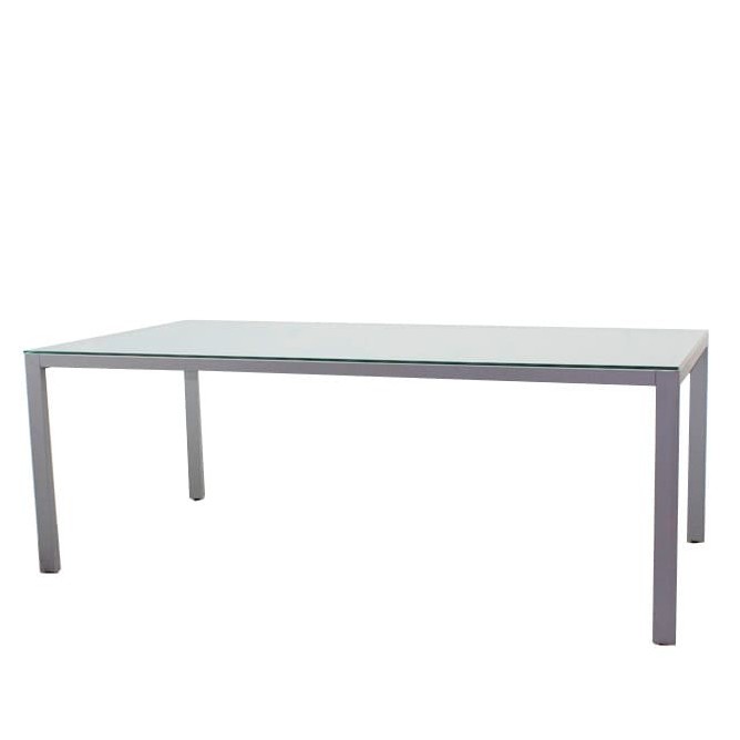 Mesa operativa con tapa de cristal de 200cm