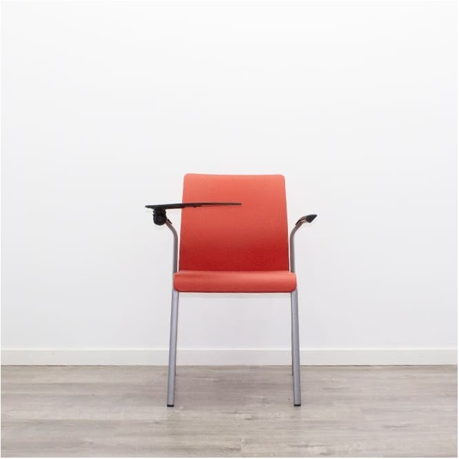 Silla colectividad cromada y naranja con pala