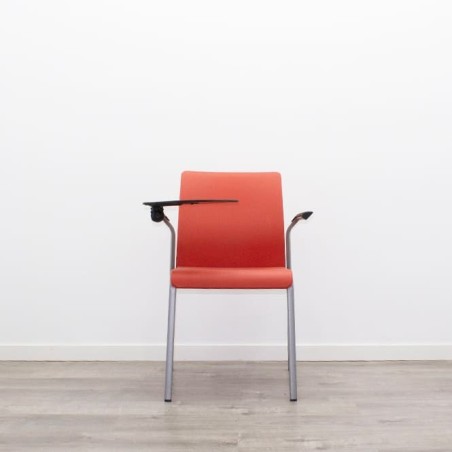 Silla colectividad cromada y naranja con pala