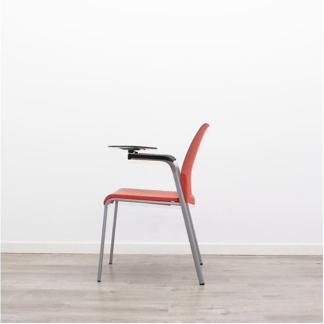 Silla colectividad cromada y naranja con pala