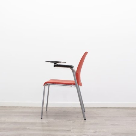 Silla colectividad cromada y naranja con pala