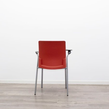 Silla colectividad cromada y naranja con pala