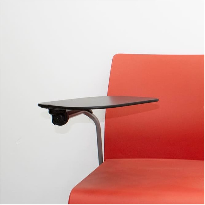 Silla colectividad cromada y naranja con pala