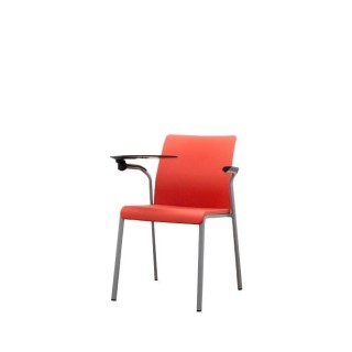 Silla colectividad cromada y naranja con pala
