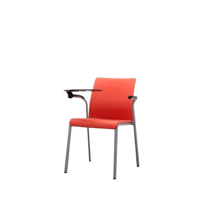 Silla colectividad cromada y naranja con pala